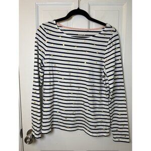 Boden Long Sleeve Striped Tee with Gold Glitter US 8 100% cotton NWOT
